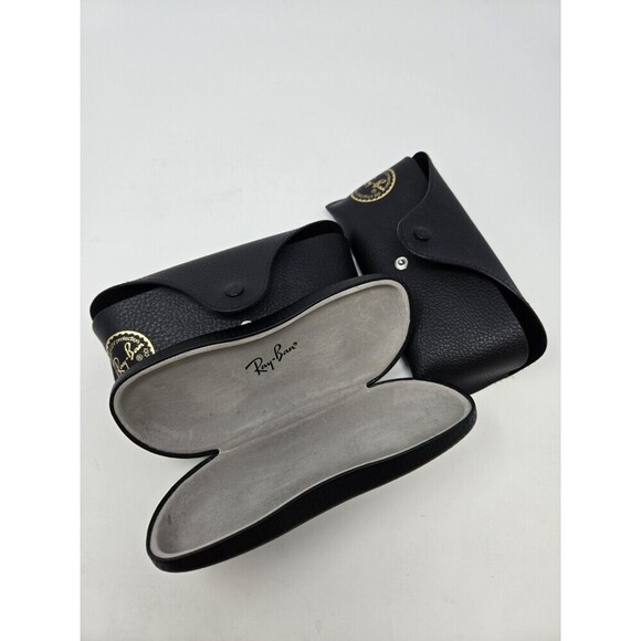 RAY-BAN BLACK SUNGLASS GLASSES CASE LOT OF 3 BLACK HARDCASE SOFTCASE NEW WIPE - Picture 10 of 10